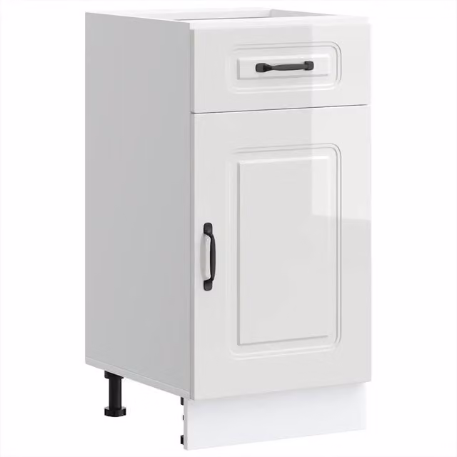 Armario de cocina Helloshop26 moderno en blanco brillante con puertas batientes y estantes internos, An/P/Al: 40 x 46 x 81,5 cm