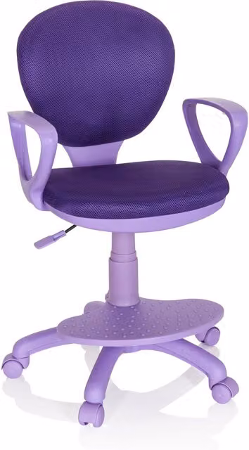 Silla de escritorio giratoria para niños hjh OFFICE Kid Colour en tela lila con apoyabrazos y ruedas