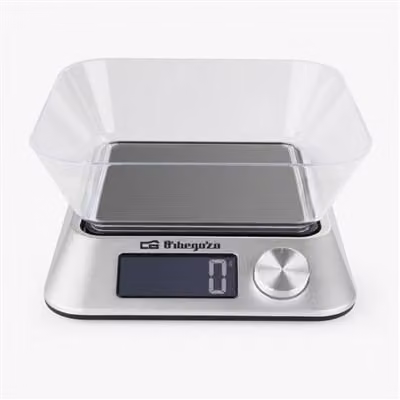 Báscula de cocina Orbegozo Pc1030 en color plata con superficie de cristal
