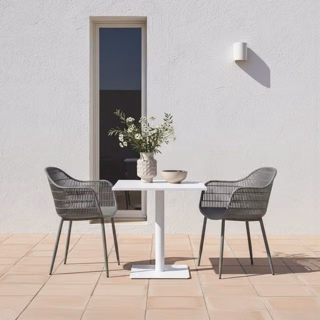 Silla de jardín con reposabrazos KLAST HOME en polipropileno gris mate An/P/Al: 62 x 85 cm