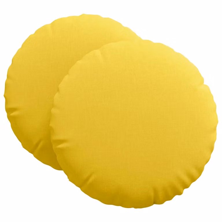 Set de 2 cojines para asiento redondos vidaXL en color amarillo con funda lavable, Diámetro: 60 cm, Altura: 21 cm