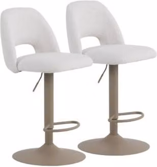 Pack de 2 taburetes Geese Home tapizados en tela beige con patas de metal marrón mate