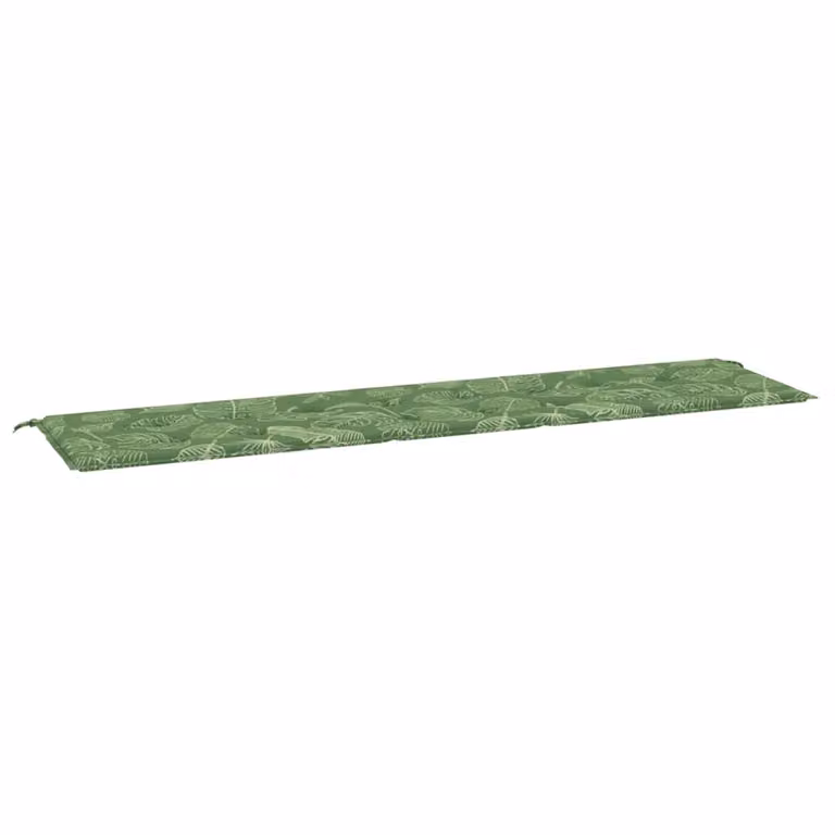 Cojín para banco de jardín vidaXL con estampado de hojas en color verde, An/P/Al: 200 x 50 x 3 cm