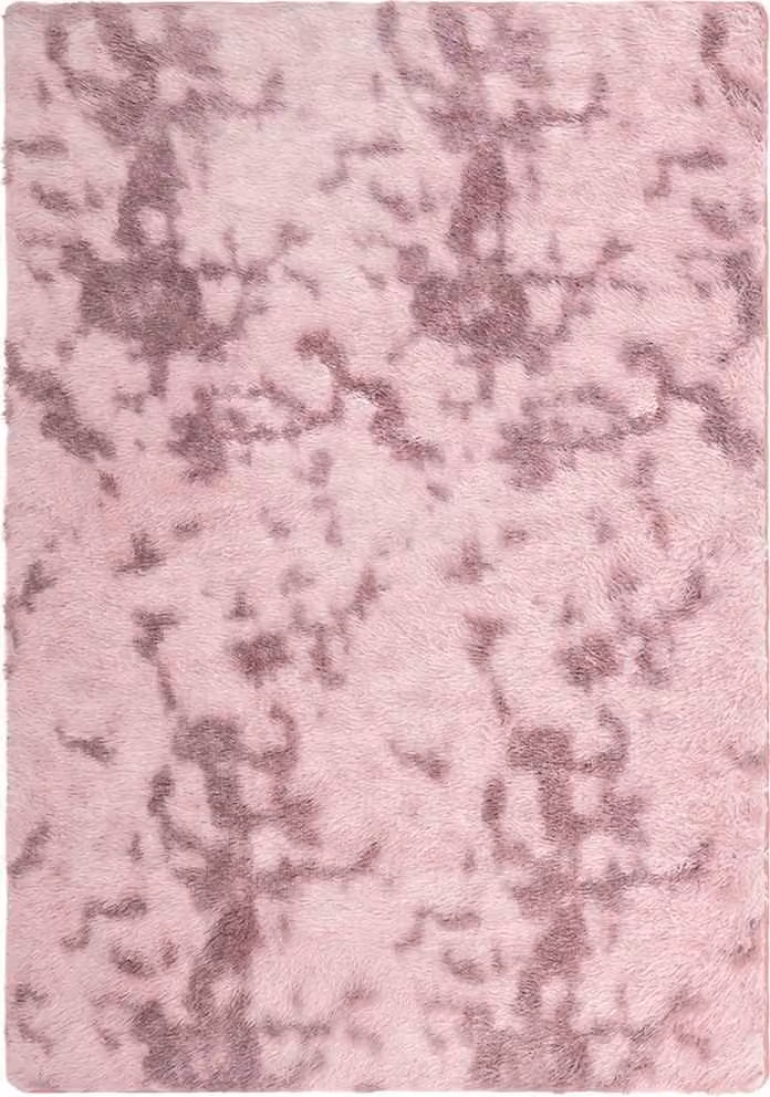 Alfombra de pelo largo Syfax modelo Navarra en color rosa con diseño abstracto y moderno, An: 240 cm, P: 340 cm