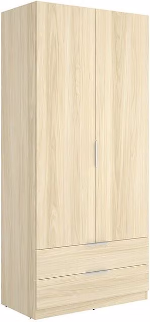 Armario para ropa Dekit con 2 puertas batientes y 2 cajones, Roble, An/P/Al: 91 x 51,4 x 203,5 cm