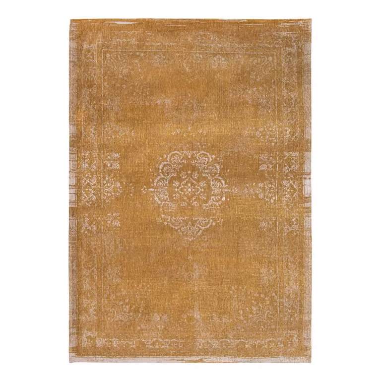 Alfombra lavable Medallion de Louis de Poortere, diseño vintage con motivos ornamentales en color amarillo, ideal para interior o exterior, An: 280 cm, Al: 390 cm