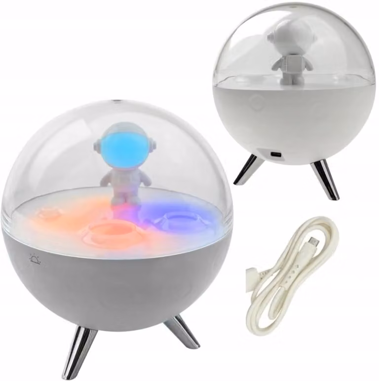 Lámpara de noche LED inalámbrica con diseño de astronauta y luces RGB modelo Luna de Eco Light en color blanco