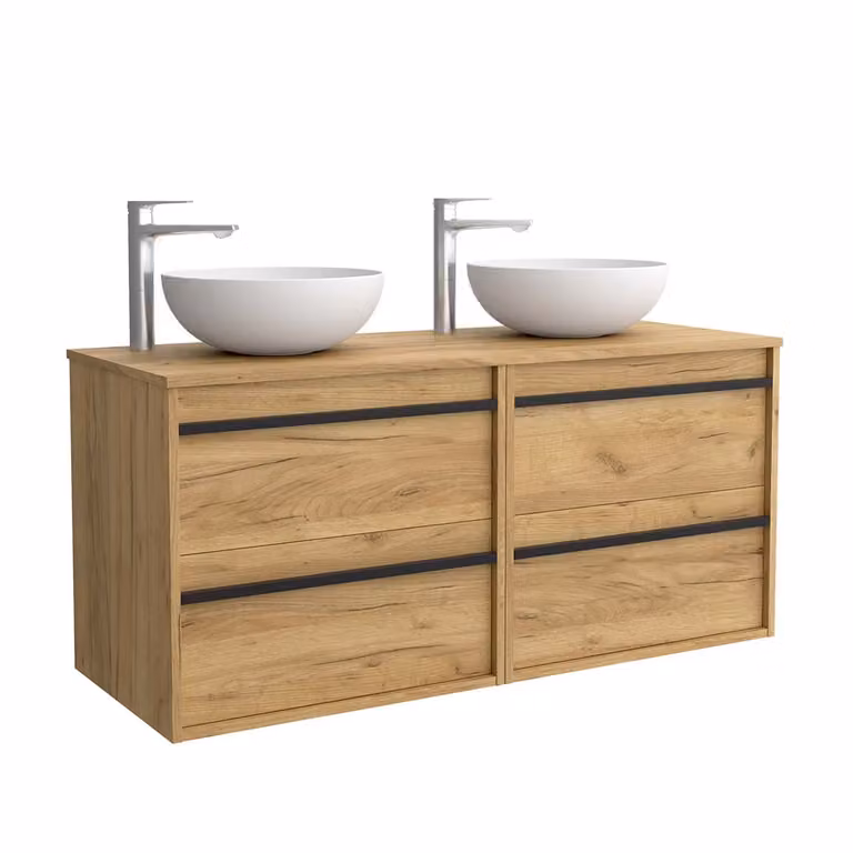 Mueble de baño suspendido Salgar Attila con 4 cajones y encimera en acabado mate An/P/Al: 120 x 120 x 120 cm