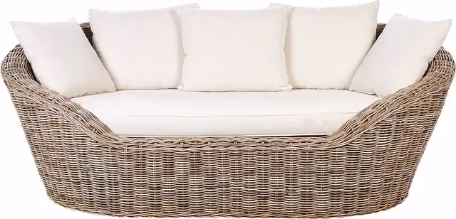 Cama de exterior Beliani Cavo en ratán natural color beige y marrón con estilo boho