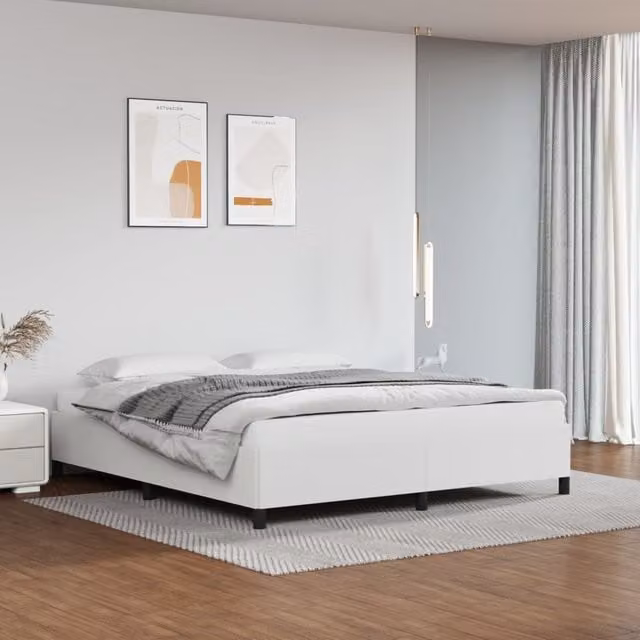 Estructura de cama tapizada Maison Exclusive en cuero sintético blanco de 160 x 200 cm