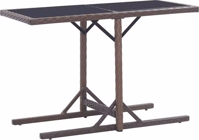 Mesa de jardín moderna SYFAX de ratán sintético y vidrio en color blanco y marrón An/P/Al: 110 x 53 x 72 cm