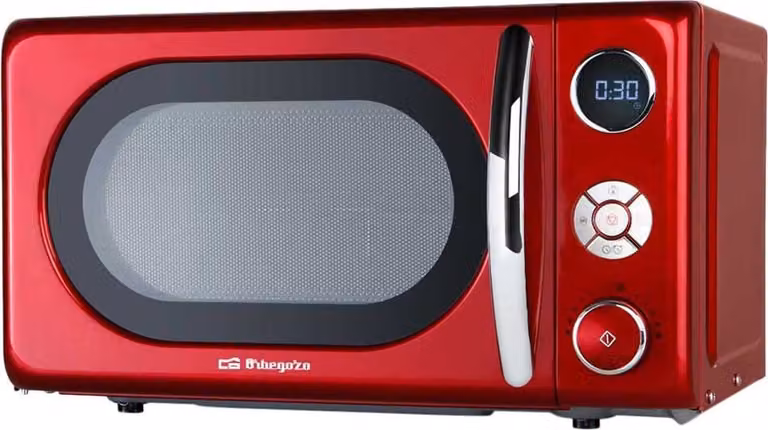 Microondas combinado Orbegozo MIG 2042 con grill, color rojo, 20 litros y 700 W con pantalla LED