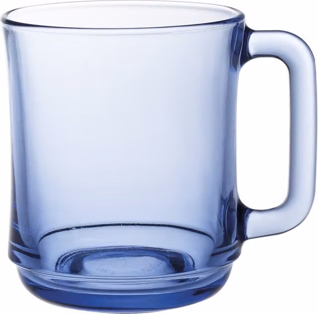 Taza de café espresso Lys de Duralex en cristal transparente y azul
