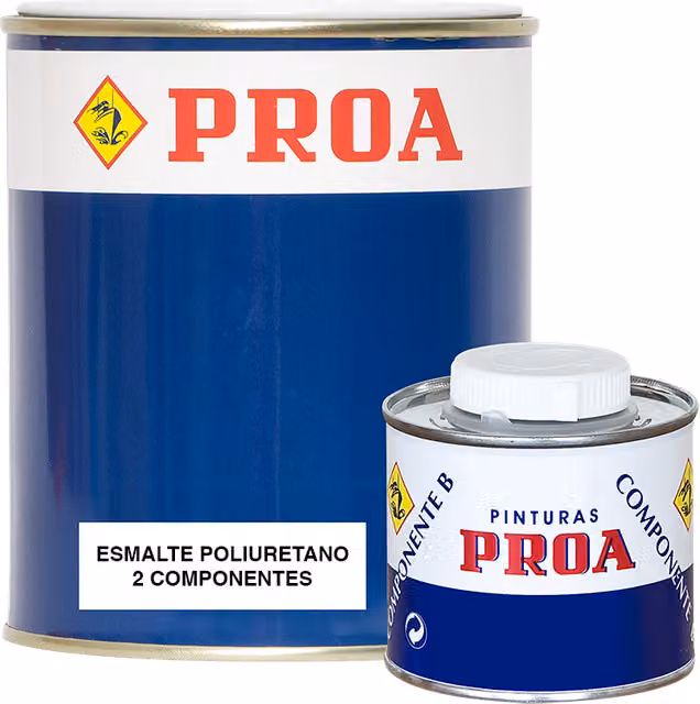 Esmalte poliuretano dos componentes Proa brillante color blanco de 4,6 lts para metal, fibra y cristal