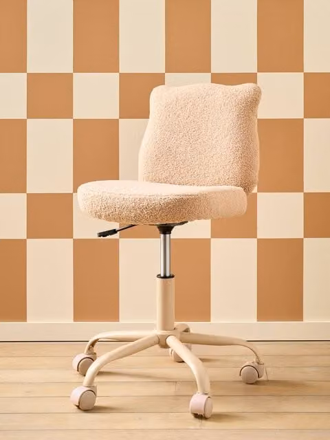 Silla de escritorio infantil con ruedas Vertbaudet en tejido sherpa color beige