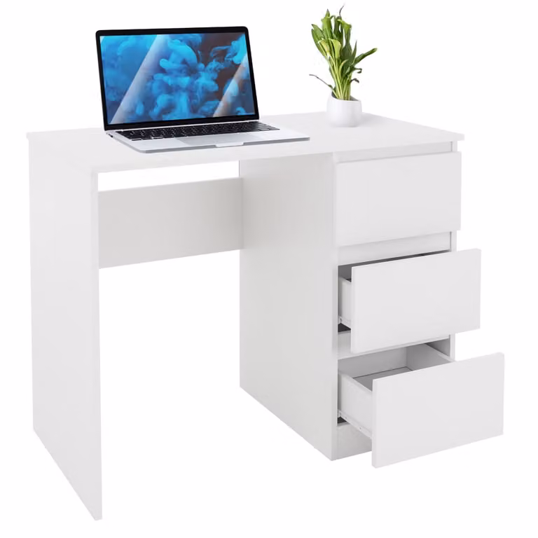 Escritorio moderno ML-Design para oficina o habitación infantil en color blanco, An/P/Al: 90 x 50 x 76 cm