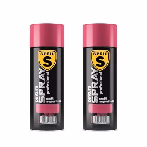 Pack de 2 unidades de Pintura Spray SPSIL Brillante Rojo Cereza de 400 ml con secado rápido para madera y plástico