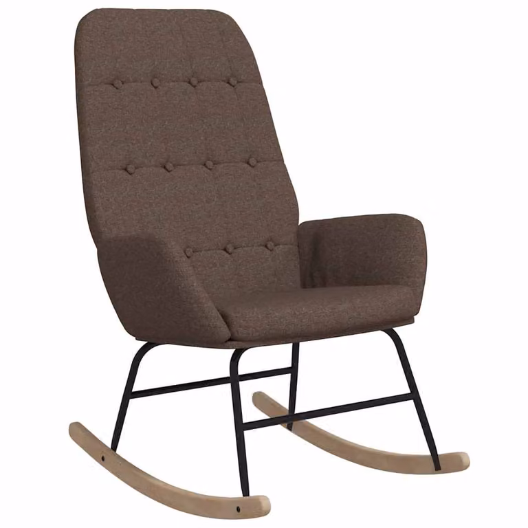 Silla mecedora de tela gris de la marca vidaXL con estructura de madera de caucho