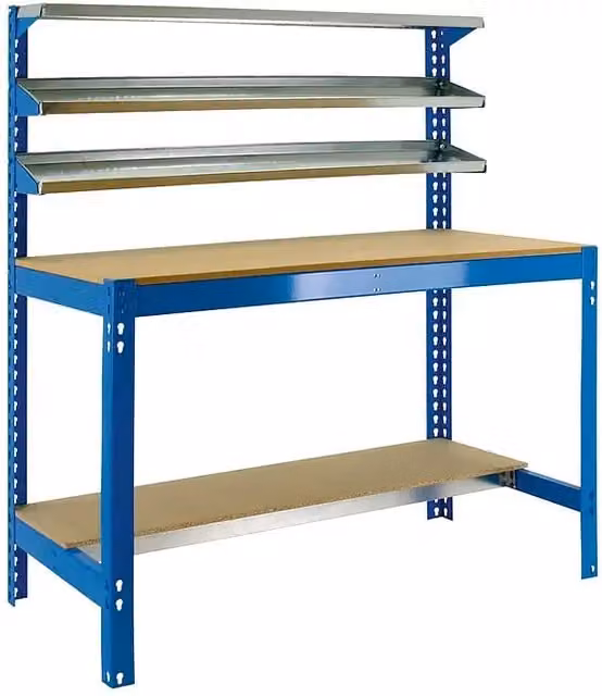 Simonwork Banco de trabajo BT1 de acero en color azul, Ancho: 121 cm, Carga soportada: 600 kg