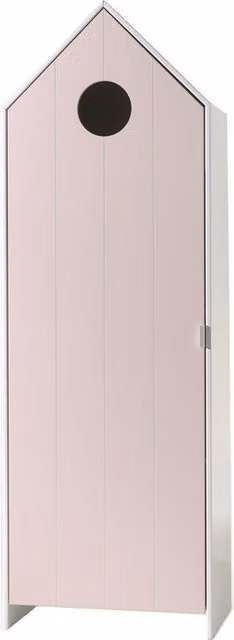 Armario infantil de madera lacada Vipack con una puerta en color rosa