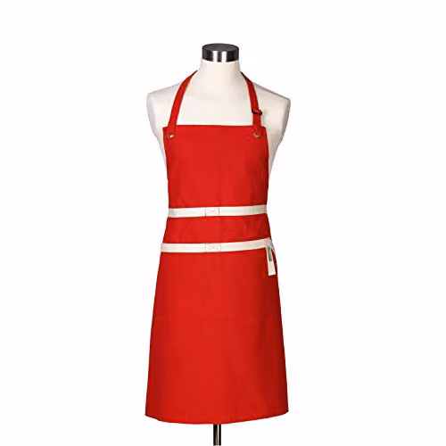 Delantal de chef Le Creuset de algodón para adultos en color rojo y marrón