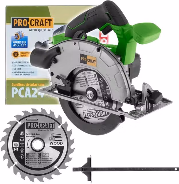 Sierra Circular a Batería Procraft PCA24BB 20 V Sin Escobillas Color Verde de 165 mm