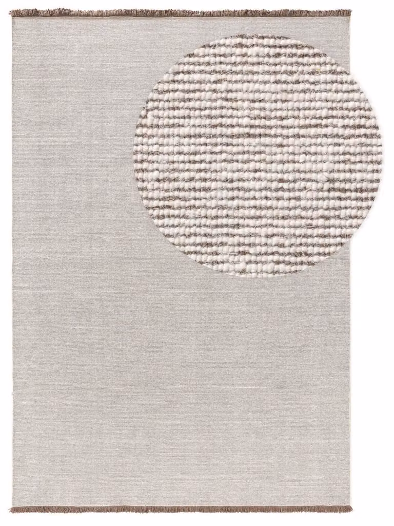 Alfombra de lana Benuta de tejido plano estilo escandinavo en marrón y beige, An/P: 200 x 300 cm