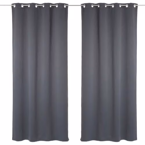 Juego de 2 cortinas blackout Atmosphera en gris con ojales, An/Al: 135 x 240 cm