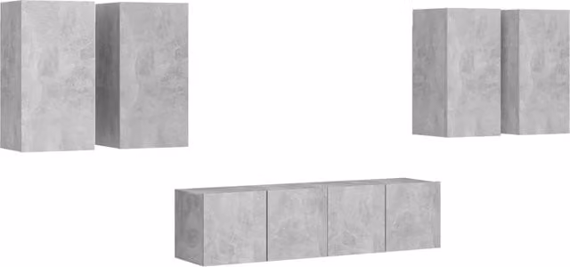 Juego de muebles de 6 piezas Helloshop26 para salón o dormitorio en madera de ingeniería color gris y marrón con acabado mate