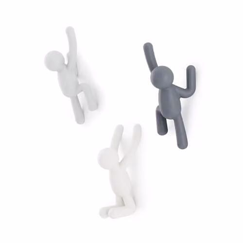 Set de 3 ganchos percheros de pared Umbra Buddy en color gris
