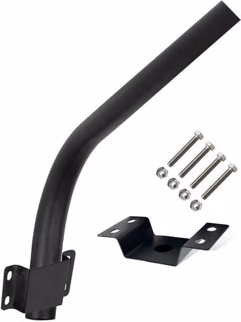 Soporte curvo Ledbox de KOOB en acero negro mate para farola de 58 mm, compatible con poste o pared, 100 cm