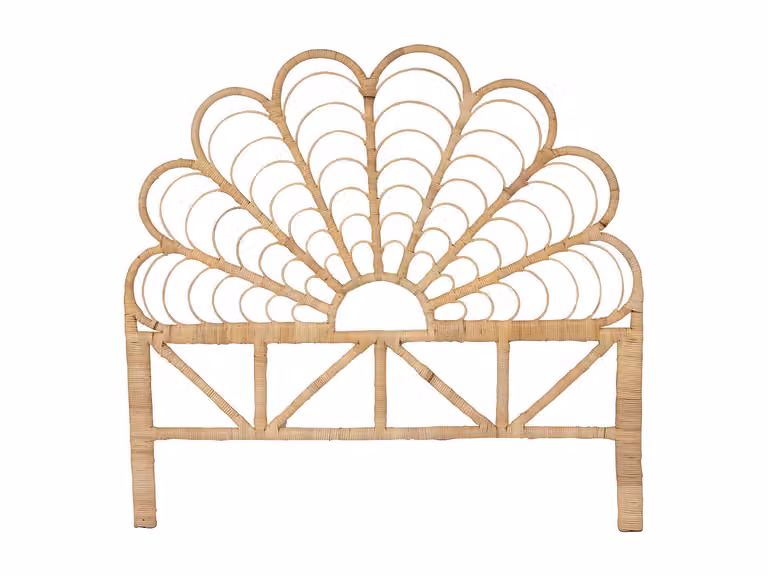 Cabecero de ratán FLOSIA en color beige para dormitorio de 140 cm