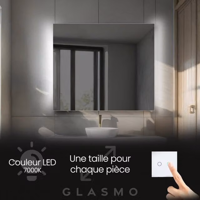 Espejo de pared con iluminación LED Alana de ARTFORMA, diseño moderno rectangular en color blanco, An: 120 cm, Al: 100 cm