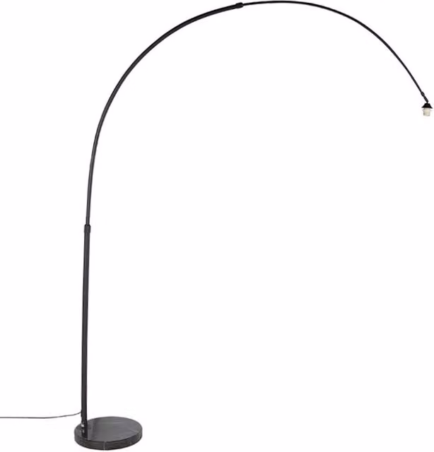 Lámpara de pie de arco moderna QAZQA en color negro con base de mármol y metal, Altura: 225 cm, Ancho: 60 cm, Profundidad: 38 cm