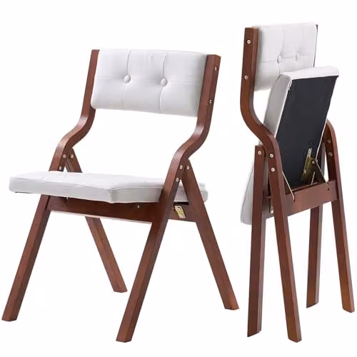 Set de 2 sillas plegables de madera VEVOR con cojín acolchado blanco, An/P/Al: 57,5 x 48 x 80 cm