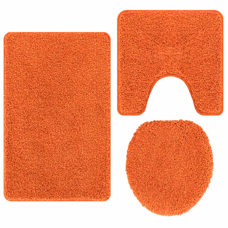 Conjunto de 3 alfombras de baño antideslizantes y lavables vidaXL en color naranja y acabado moderno de poliéster