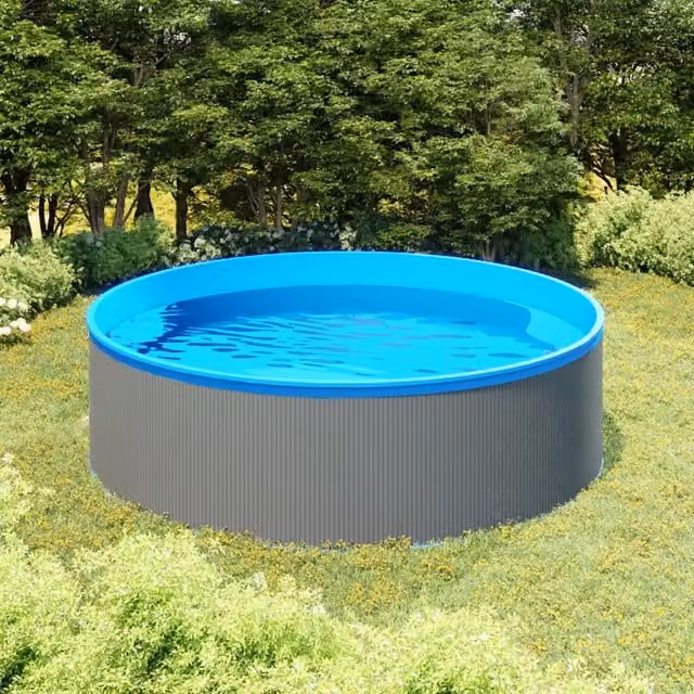 Piscina de chapoteo redonda vidaXL en gris y azul, An/P/Al: 350 x 350 x 90 cm