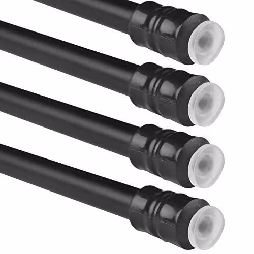 Pack de 4 barras de sujeción Bestlivings de metal en color negro, sistema de tensión extensible de 60-90 cm con ventosas antideslizantes para cortinas ligeras