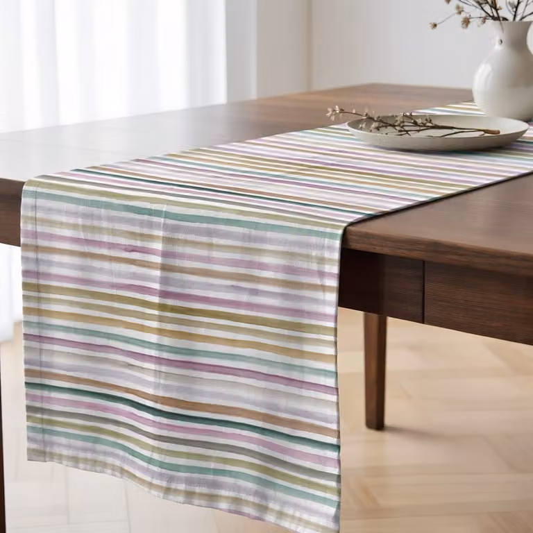 Camino de mesa Muare Home de algodón orgánico multicolor con diseño de rayas, An/P/Al: 50 x 150 cm