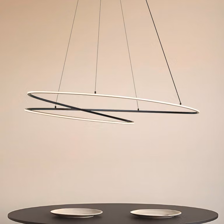 Lámpara colgante LED Gavril de Lucande en color negro para salón o comedor, diseño moderno en metal y silicona, regulable