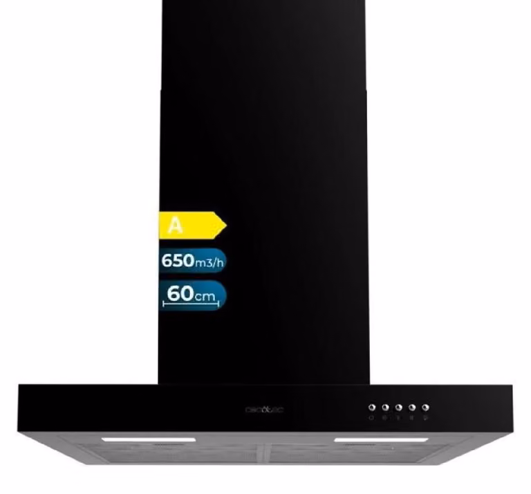 Extractor de aire Cecotec Bolero Flux TM 606500 Negro con filtro de carbón activado y montaje en pared