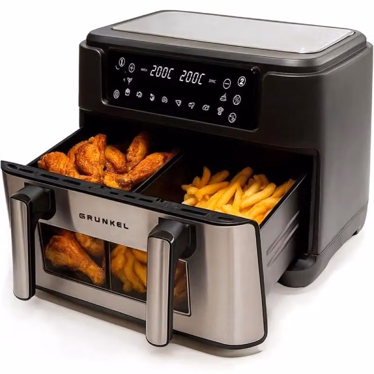 Freidora de aire Grunkel Dual Zone de 10 litros en color negro