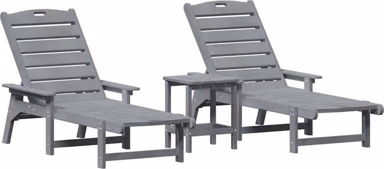 Set de 3 tumbonas Syfax en gris con reposacabezas ajustable y respaldo regulable para jardín o terraza