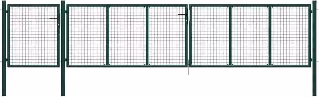 Puerta de jardín de acero con malla de alambre Vidaxl en color verde, Ancho: 500 cm, Altura: 75 cm