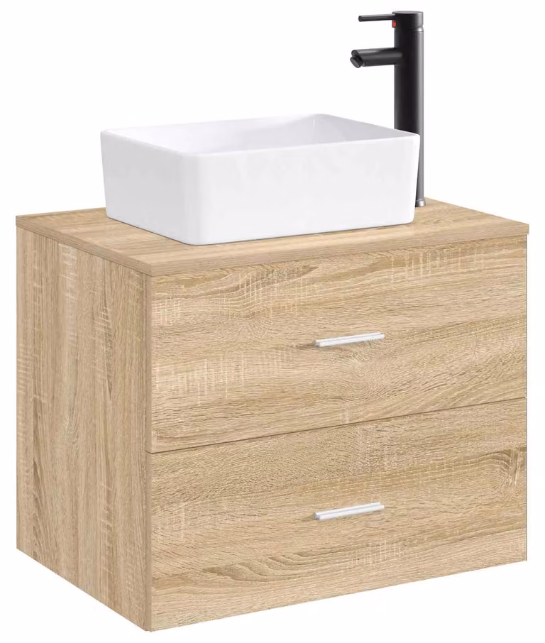 Lavabo de baño rectangular Syfax de metal color blanco acabado mate An/P/Al: 40,5 x 30,5 x 13 cm