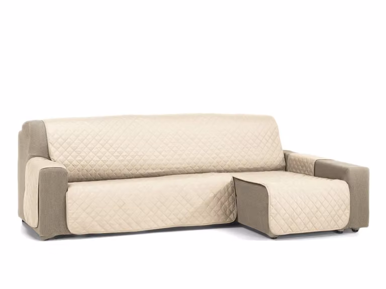 Funda protectora para sofá chaise longue Nina de Donegal Collections en color beige y microfibra de poliéster de 280 cm