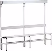 Banco de acero inoxidable para vestuarios CERTEO, color plata, Al: 165 cm, P: 37,5 cm