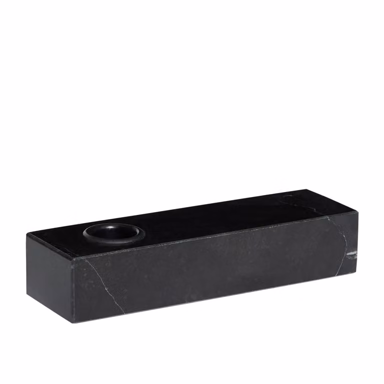Portavelas de mesa minimalista Hübsch en mármol negro para tealight