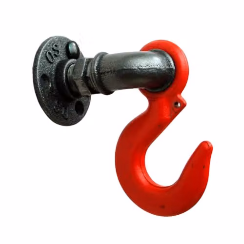 Perchero de pared Home Invasion con gancho de grúa en acero rojo de estilo industrial
