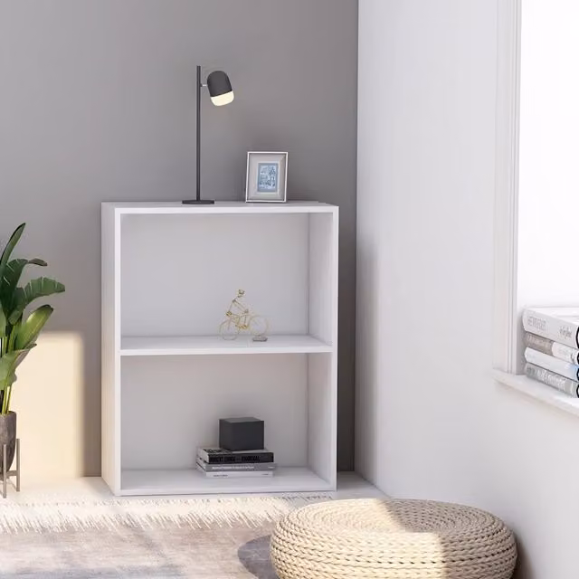 Estantería de 2 niveles vidaXL en madera blanca con estantes ajustables An/P/Al: 60 x 30 x 76,5 cm